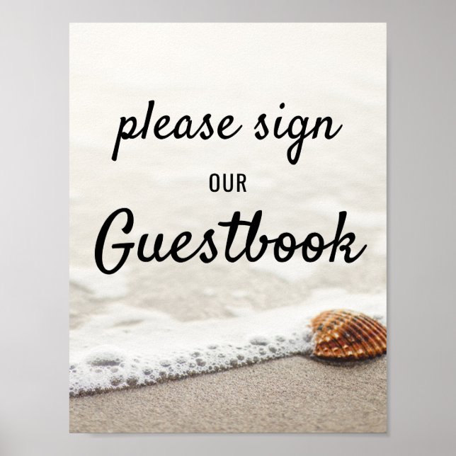 Beach Vågar Bröllop Guestbook-tecken Poster (Framsidan)