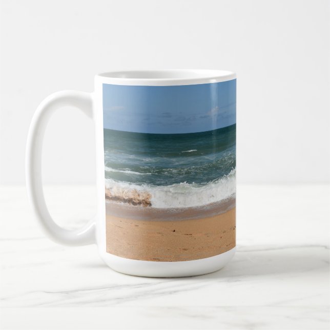 Beach Vågar kraschar på Sjölandskapet Shoreline Kaffemugg (Vänster)