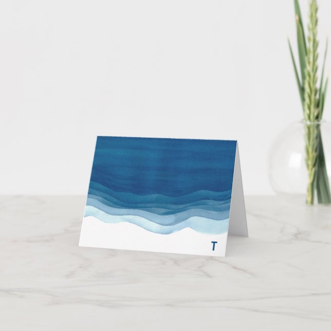 Beach Vågar på kortet för kortmonogramanteckning f Kort (Framsida)