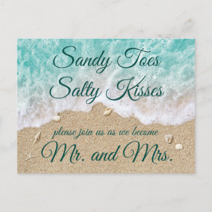 Beach Vågar Sandy Toes Salty Kisses OSA Postcard Inbjudan Vykort