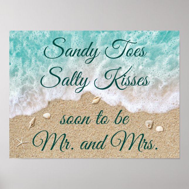 Beach Vågar Sandy Toes Salty Kisses Poster (Framsidan)