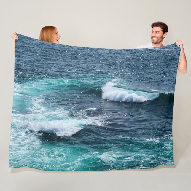 Beach Vågar Throw Blanket Fleecefilt (På plats)