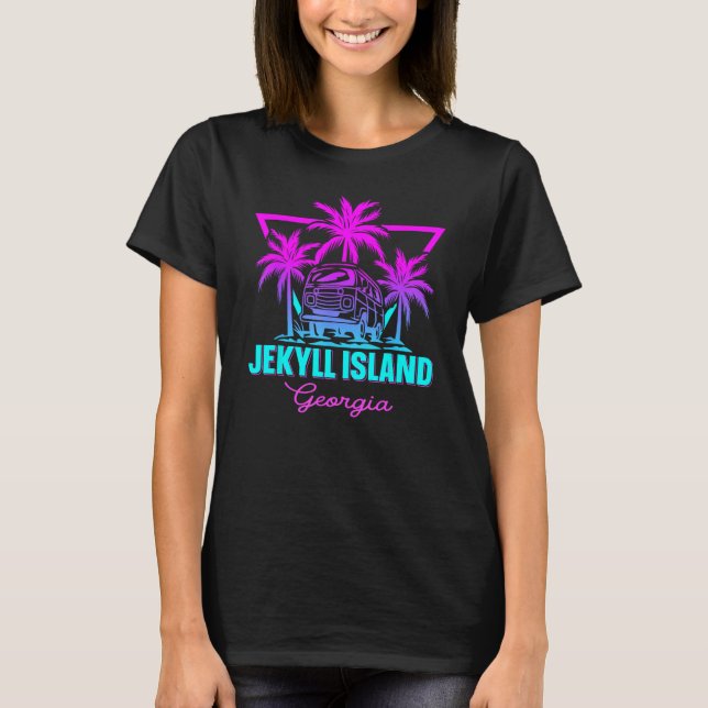 Beach Vaporwave Vacation Souvenir Jekyll Island T Shirt (Framsida)