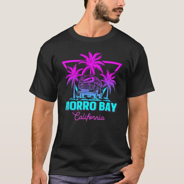 Beach Vaporwave Vacation Souvenir Morro Bay T Shirt (Framsida)