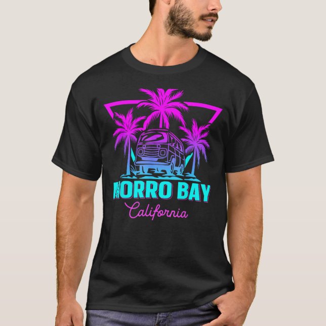 Beach Vaporwave Vacation Souvenir Morro Bay T Shirt (Framsida)