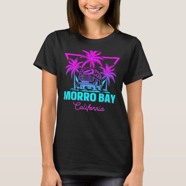 Beach Vaporwave Vacation Souvenir Morro Bay T Shirt (Framsida)
