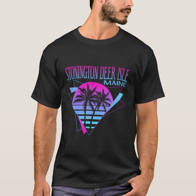 Beach Vaporwave Vacation Stonington Hjort Isle T Shirt (Framsida)
