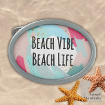 Beach Vibe Beach Life<br><div class="desc">Färgfull, cirkelformad design i beige, rosa, blått. Sallat: strandvibe - strandliv.</div>