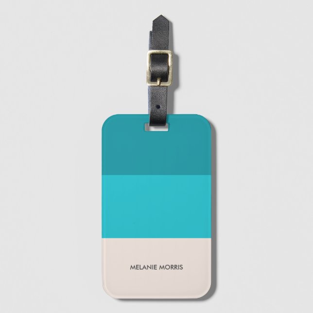 Beach Vibe|Colorblock Blue Monogram Bagagebricka (Framsida vertikal)