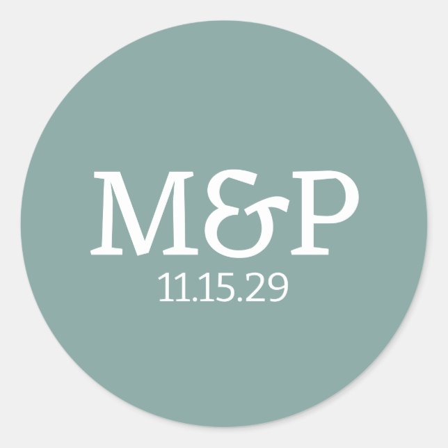 Beach Vibe Initialer Teal Runt Klistermärke (Framsida)