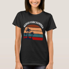 Beach Vibe Sommardammar Handflatan Träd Sunset T Shirt