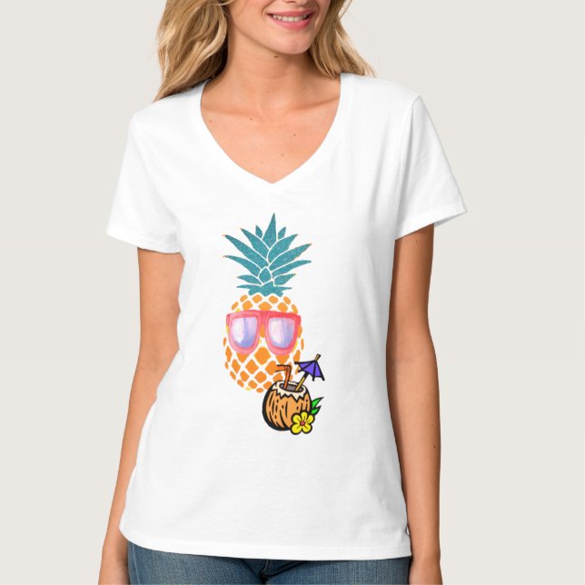 Beach vibes, ananas med sunglass Womens T Shirt (Framsida)