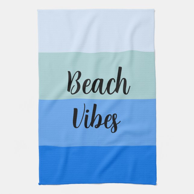 Beach Vibes, Blue Rand Kökshandduk (Vertikal)