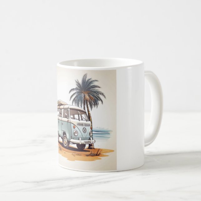  Beach Vibes Kombi Mug - Retro Surfing Serenity Kaffemugg (Framsida höger)