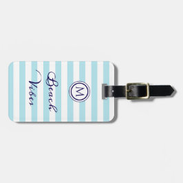 Beach Vibes Nautical Rand Blue White Monogram Bagagebricka