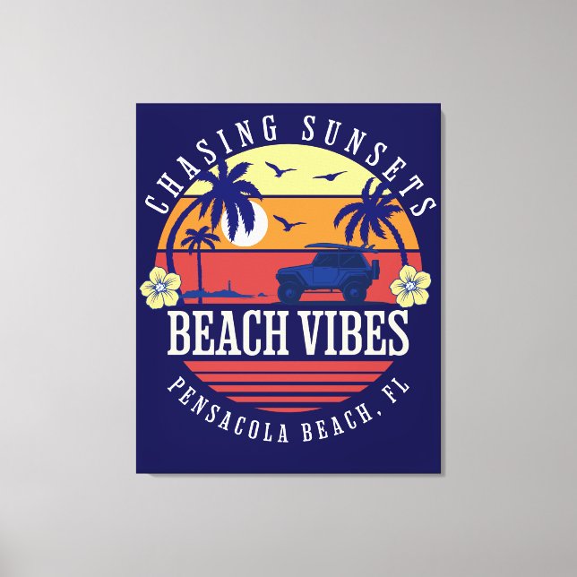 Beach Vibes Pensacola Beach, FL Canvastryck (Framsida)