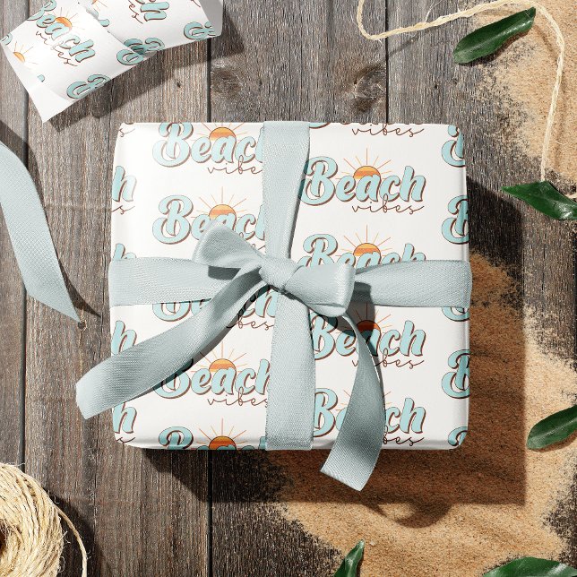 Beach Vibes Retro, sommarsommaren Sol Mönster Presentpapper (Skapare uppladdad)