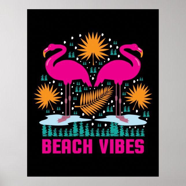 Beach Vibes Rosa Flamingos-19501 Poster (Framsidan)