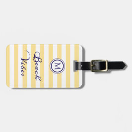 Beach Vibes Stripe Gult White Monogram Bagagebricka