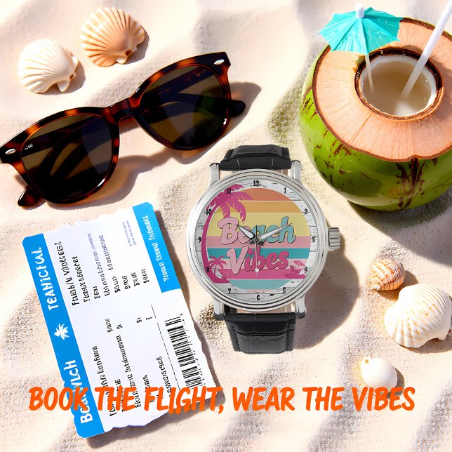 Beach Vibes Sunset Clock Tropical Armbandsur (Skapare uppladdad)