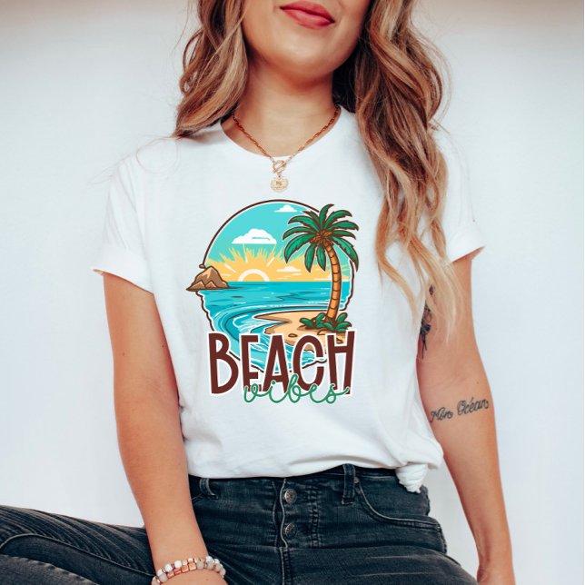 Beach Vibes Sunset - Tropical Handflatan Träd & Oc T Shirt (Skapare uppladdad)