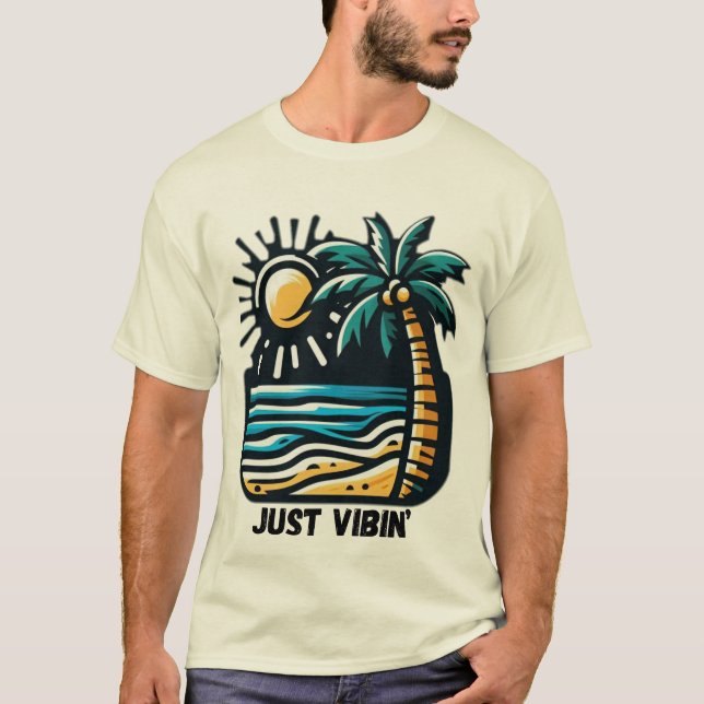 Beach Vibes T-Shirt - Aesthetic Ocean Sunset (Framsida)