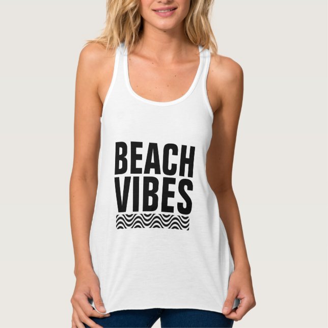 BEACH VIBES T-Shirts Linne Med Racerback (Framsida)