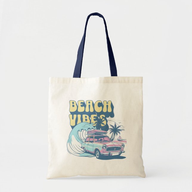 Beach Vibes Tote Bag Tygkasse (Framsidan)