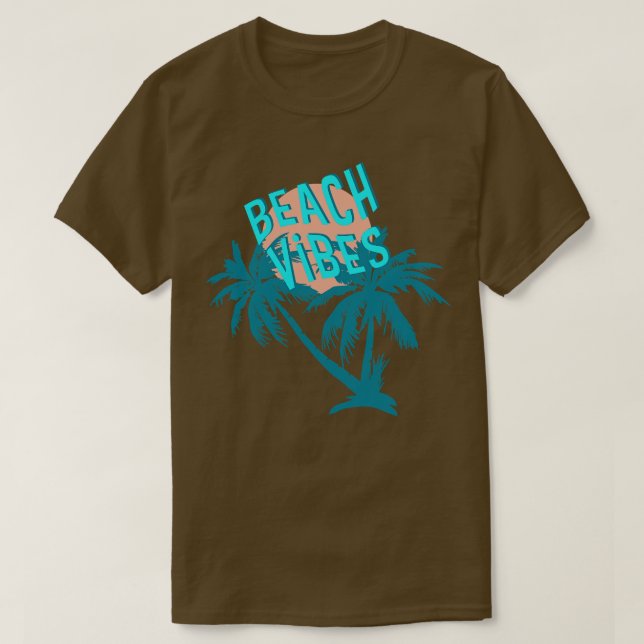 Beach Vibes Tropical Retro Handflatan Träd Sol raf T Shirt (Design framsida)