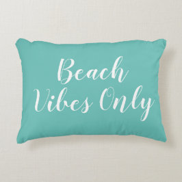 Beach Vibes Turcoise Script Accent Pillow Prydnadskudde