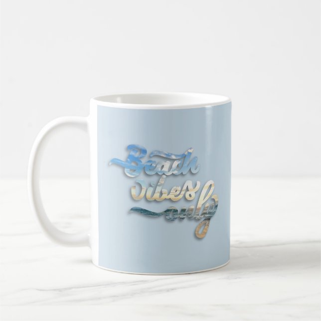 Beach Vibes Typography Blue Kaffemugg (Vänster)
