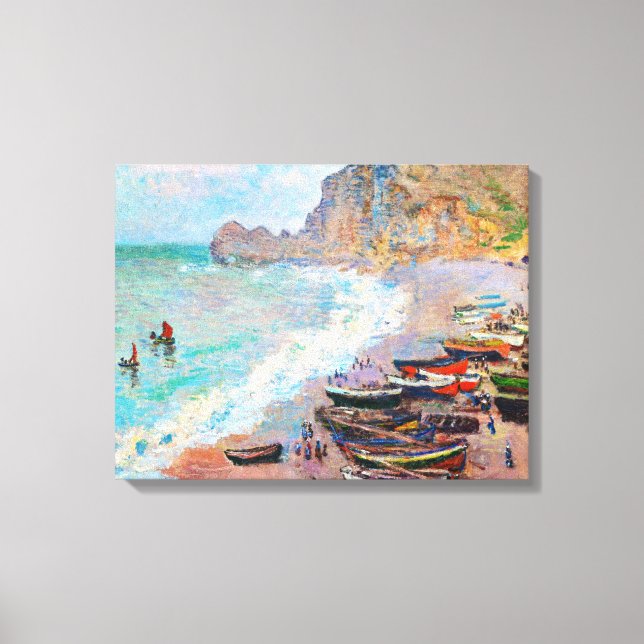 Beach vid Etretat Claude Monet Canvastryck (Framsida)