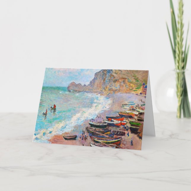 Beach vid Etretat Claude Monet kusten Kort (Framsida)