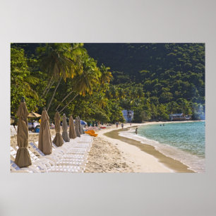 Beach vid Käpp Garden Bay, ön Tortola Poster