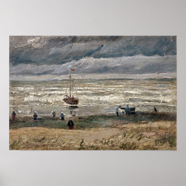 Beach vid Scheveningen i Stormy Weather av Vincent Poster (Framsidan)