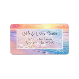 Beach vid solnedgång adressetikett