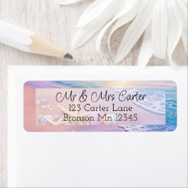 Beach vid solnedgång returadress etikett