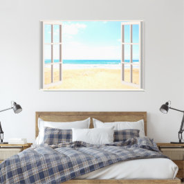 Beach View Fake Window Home Office Canvastryck