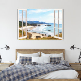 Beach View Fake Window Home Office Canvastryck