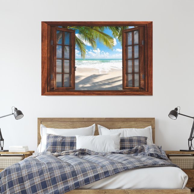 Beach View Fake Window Home Office Canvastryck (Insitu (sovrum))