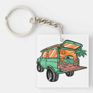Beach View in Car Illustration Sommar roligt