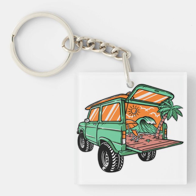 Beach View in Car Illustration Sommar roligt (Framsidan)