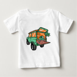 Beach View in Car Illustration Sommar roligt T Shirt