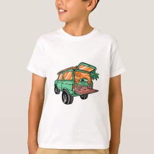 Beach View in Car Illustration Sommar roligt T Shirt
