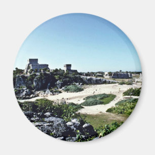Beach View of Mayan Ruins, Tulum Magnet