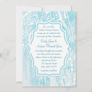 Beach Vintage Aqua Old Barn Wood Swirl Bröllop Inbjudningar