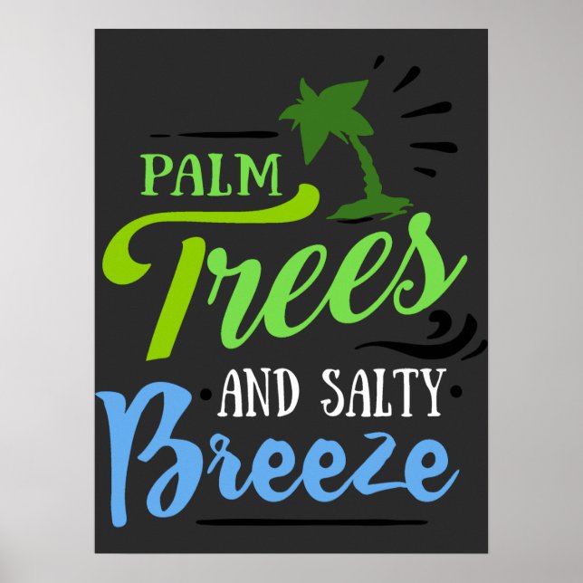 Beach vintage Handflatan Träd Poster (Framsidan)