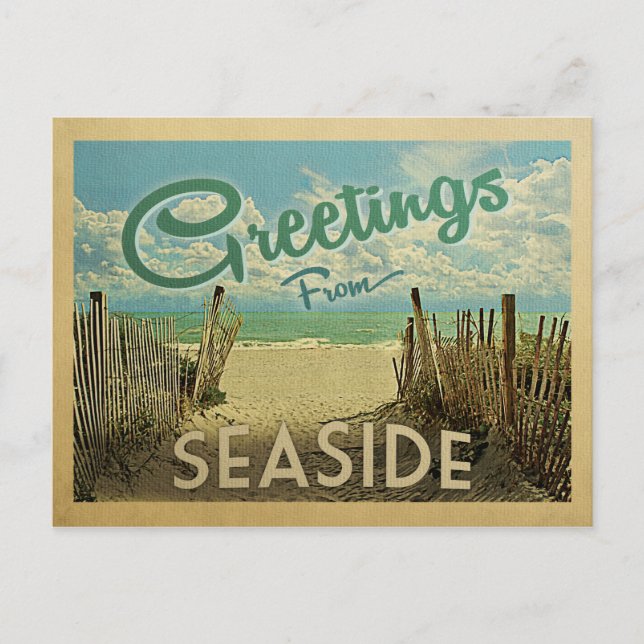 Beach Vintage resor Vykort (Framsida)