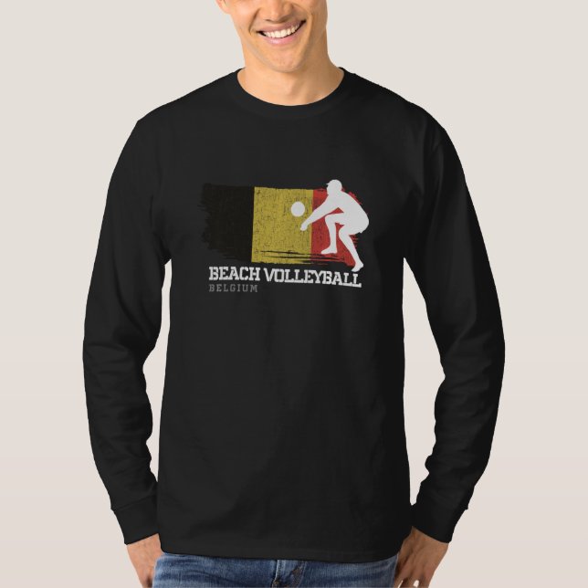 Beach Volleyball Belgium Flagga Volleyball Play T Shirt (Framsida)