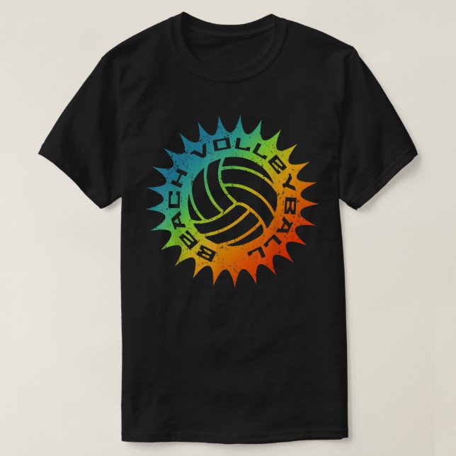 Beach Volleyball Coola Rainbow Sol Volley Boll te T Shirt (Design framsida)